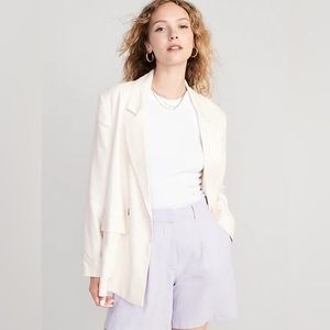 Old Navy Double-Breasted Linen-Blend Blazer in Cream (size S)